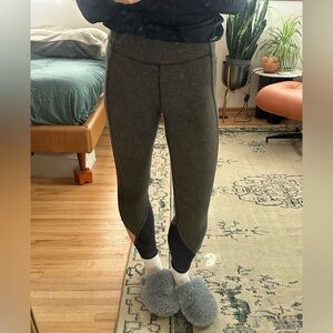 Free people movement dark green leggings with mesh bottom cut out